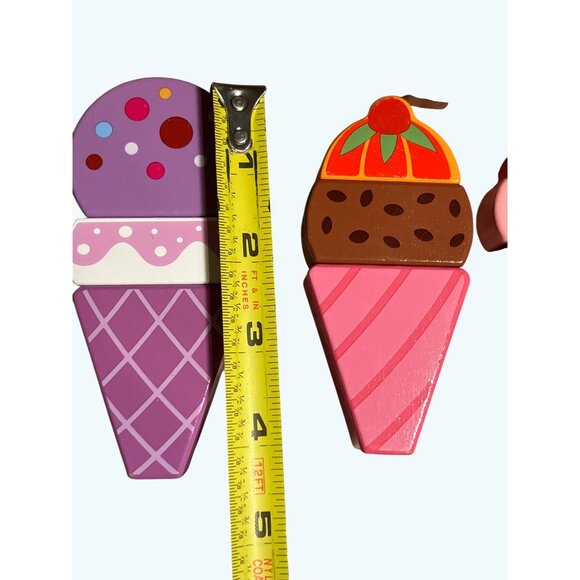 Wooden Ice Cream Pull Along Truck Toy With Magnetic Building Ice Cream Blocks - Picture 7 of 16
